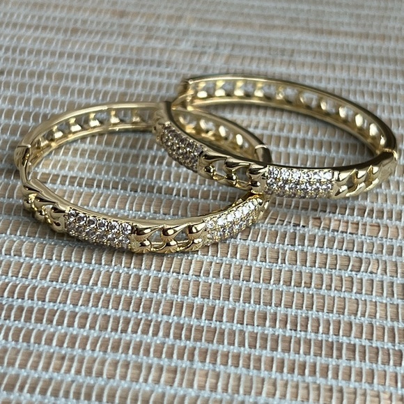 Gold and Silver detailed Hoop Earrings - Picture 4 of 5